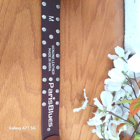 Paris Blues Brown Leather Studded Belt Size Med 36" Gorgeous, exc pre-owned cond - Picture 6 of 6